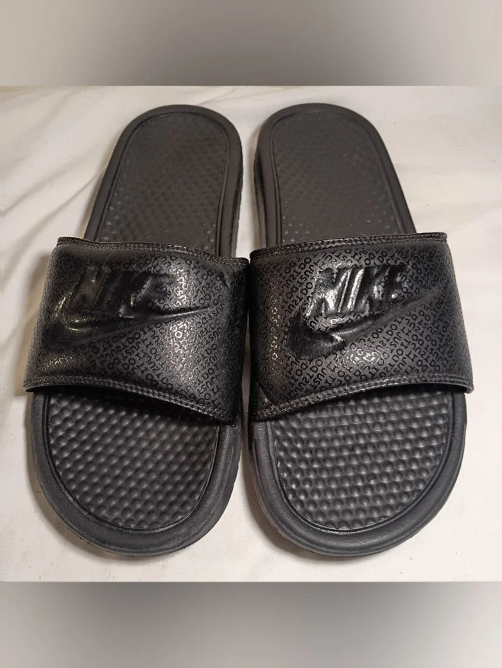 Nike Benassi JDI Slides All Black Sketch Print Men’s Size 11